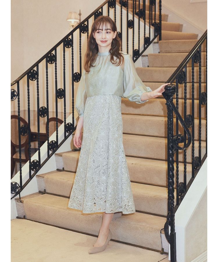 earth music&ecology「SET2点　シアーブラウス+レースキャミワンピース」|ワンピース|