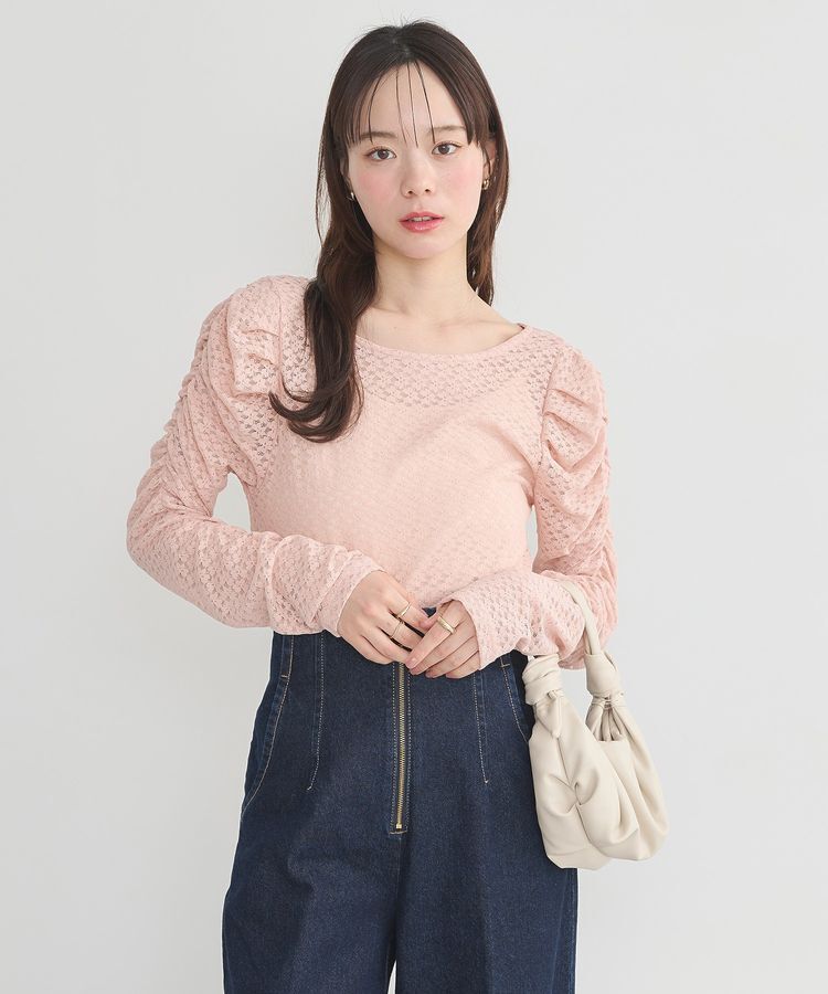 earth music&ecology「ギャザーショルダーカットレースプルオーバー」|Tシャツ・カットソー|