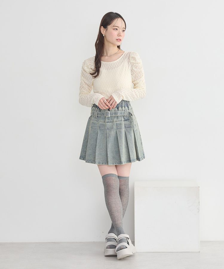 earth music&ecology「ギャザーショルダーカットレースプルオーバー」|Tシャツ・カットソー|