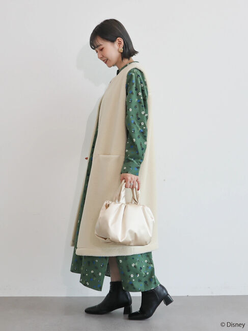  「プリントコーデュロイワンピース/Mickey」|ワンピース|