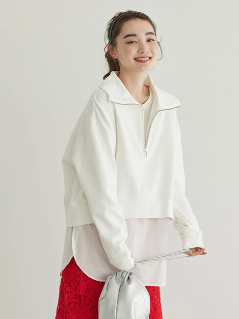  「SET ハーフZIPスウェット+シャツテールプルオーバー」|Tシャツ・カットソー|