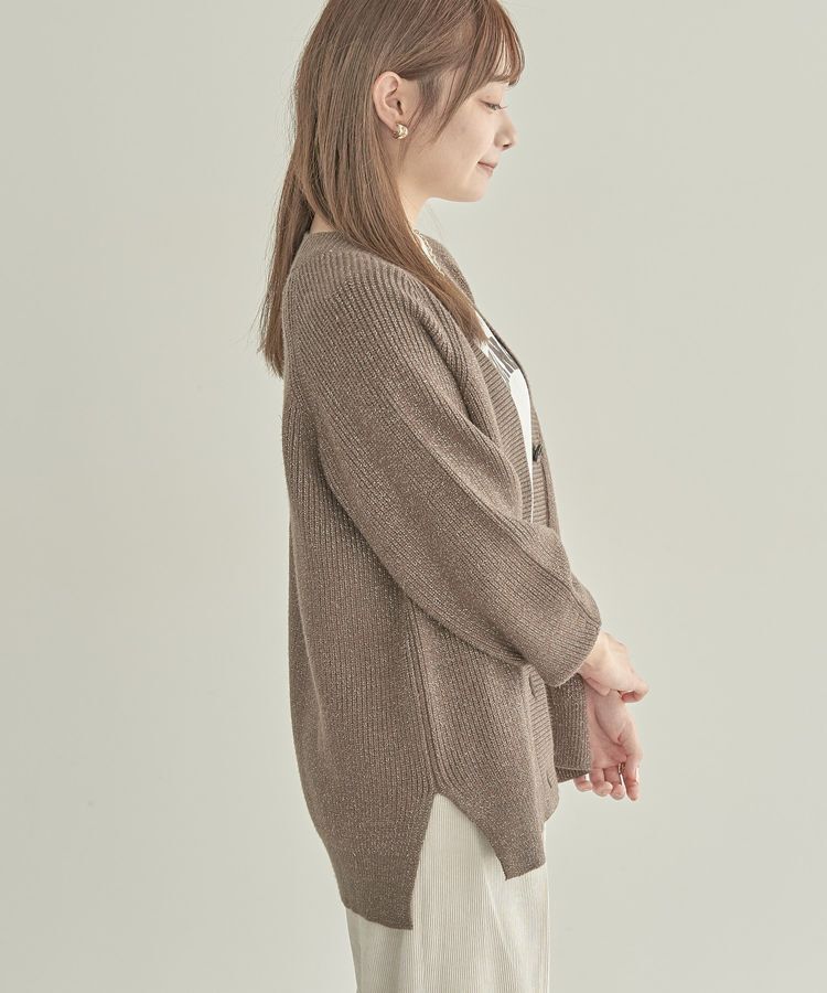 AMERICAN HOLIC「【WEB限定・小柄女性向け】バイパチラメ入りVネック片畦ニットカーディガン」|カーディガン|