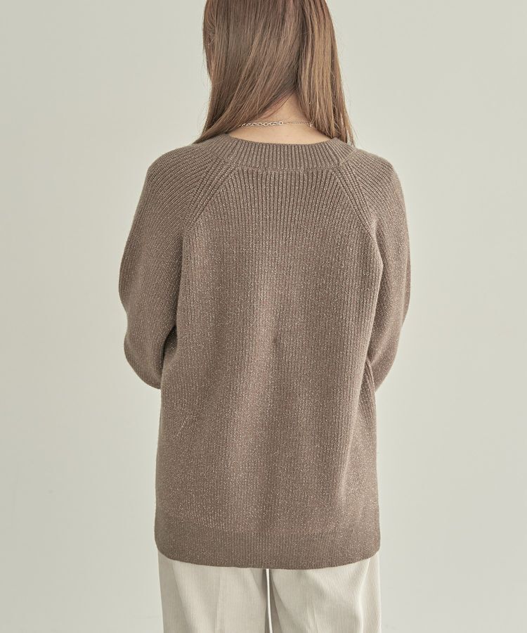 AMERICAN HOLIC「【WEB限定・小柄女性向け】バイパチラメ入りVネック片畦ニットカーディガン」|カーディガン|