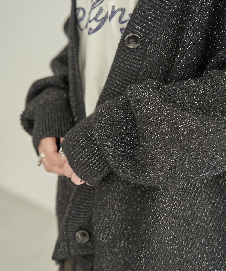 AMERICAN HOLIC「【WEB限定・小柄女性向け】バイパチラメ入りVネック片畦ニットカーディガン」|カーディガン|