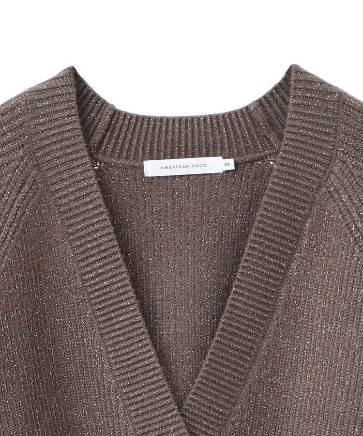 AMERICAN HOLIC「【WEB限定・小柄女性向け】バイパチラメ入りVネック片畦ニットカーディガン」|カーディガン|