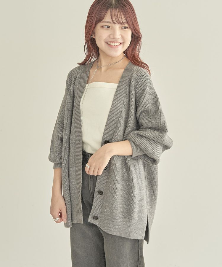 AMERICAN HOLIC「【WEB限定・小柄女性向け】バイパチラメ入りVネック片畦ニットカーディガン」|カーディガン|