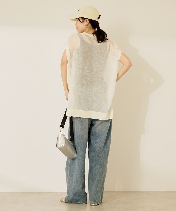 AMERICAN HOLIC「ウォッシャブルシアーニットフレンチスリーブトップス」|ニット・セーター|