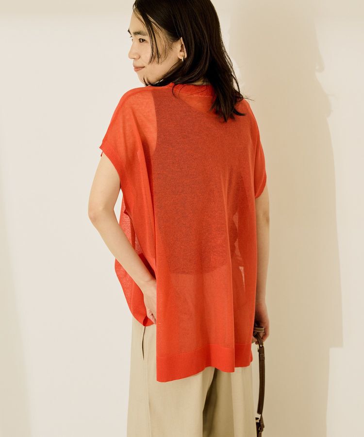 AMERICAN HOLIC「ウォッシャブルシアーニットフレンチスリーブトップス」|ニット・セーター|