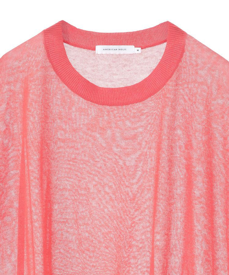AMERICAN HOLIC「ウォッシャブルシアーニットフレンチスリーブトップス」|ニット・セーター|