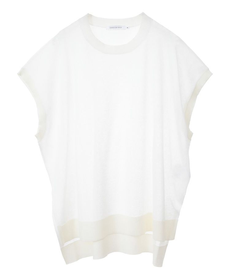 AMERICAN HOLIC「ウォッシャブルシアーニットフレンチスリーブトップス」|ニット・セーター|