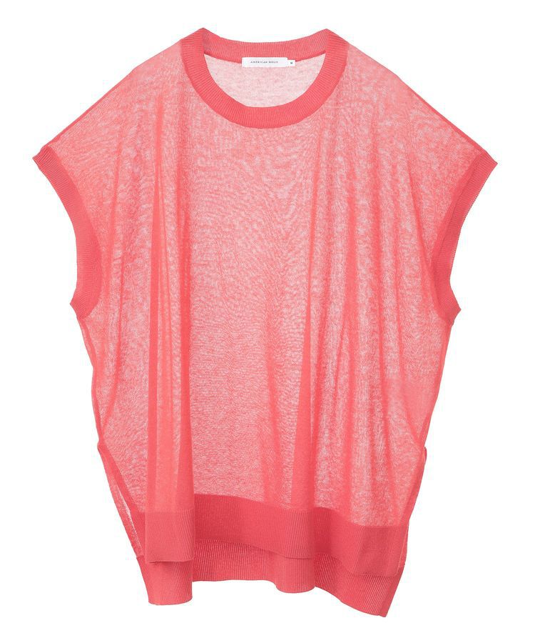 AMERICAN HOLIC「ウォッシャブルシアーニットフレンチスリーブトップス」|ニット・セーター|