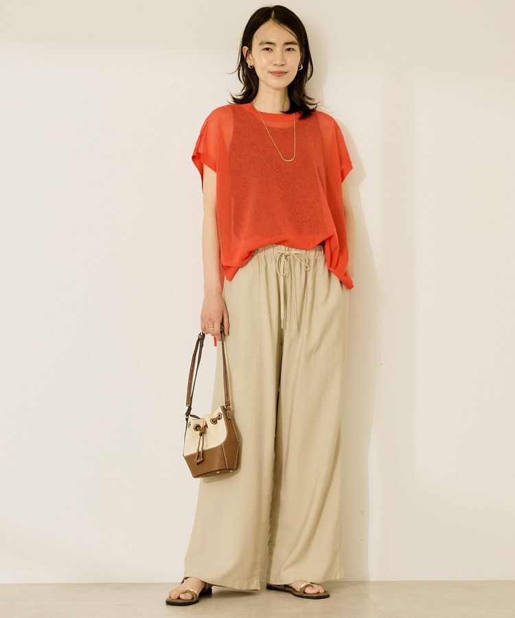 AMERICAN HOLIC「ウォッシャブルシアーニットフレンチスリーブトップス」|ニット・セーター|