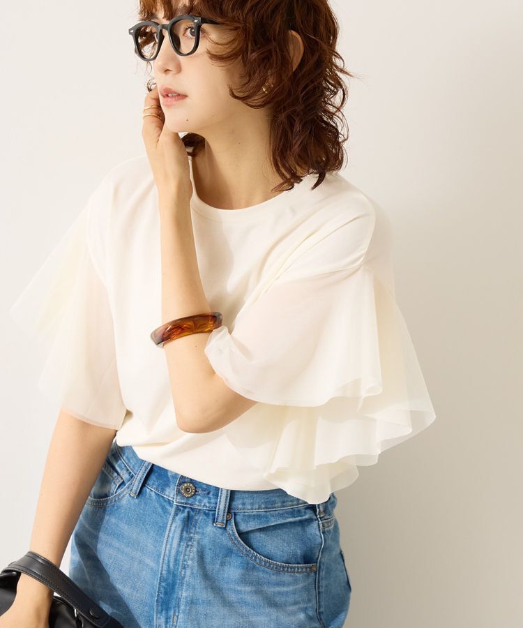 AMERICAN HOLIC「袖チュールサイドスリットプルオーバー」|Tシャツ・カットソー|Ivory