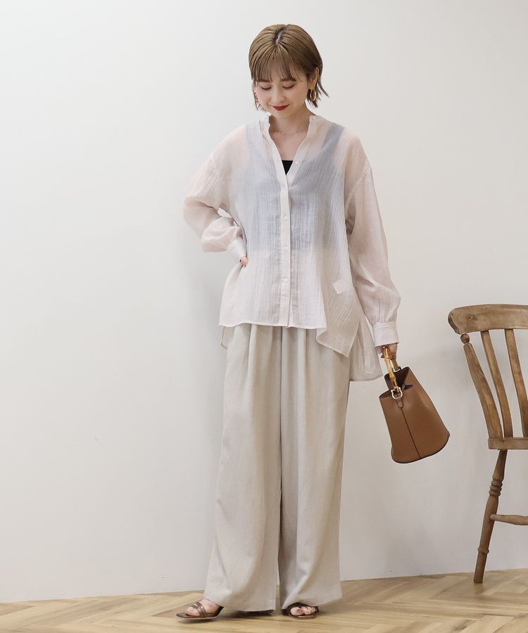 AMERICAN HOLIC「楊柳シアーバンドカラーシャツ」|シャツ・ブラウス|