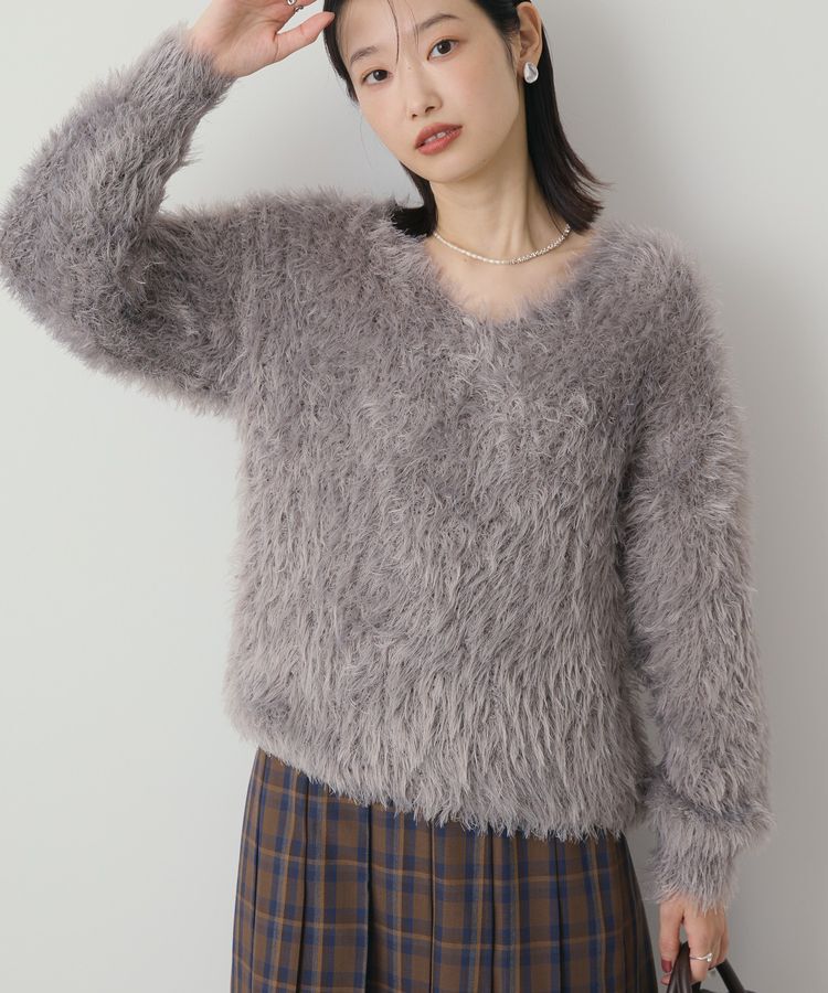 AMERICAN HOLIC「Vネックシャギーニットプルオーバー」|ニット・セーター|