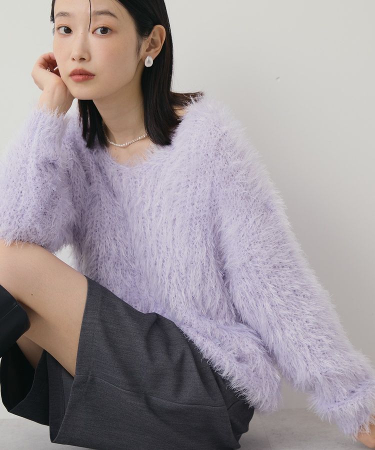 AMERICAN HOLIC「Vネックシャギーニットプルオーバー」|ニット・セーター|