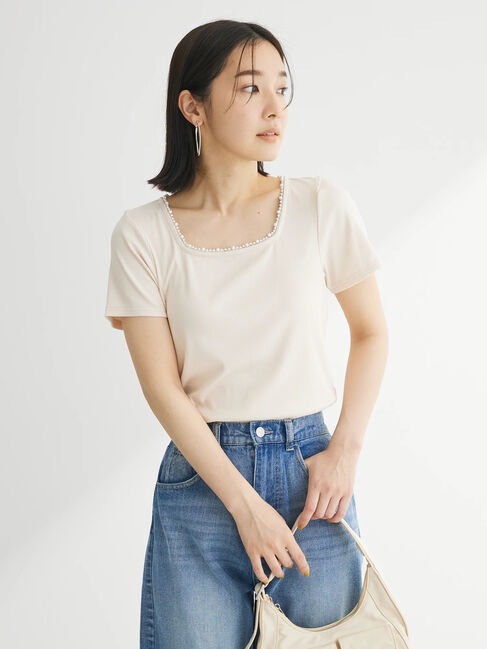Green Parks「・SUGAR　SPOON　パールスクエアプルオーバー」|Tシャツ・カットソー|Light beige