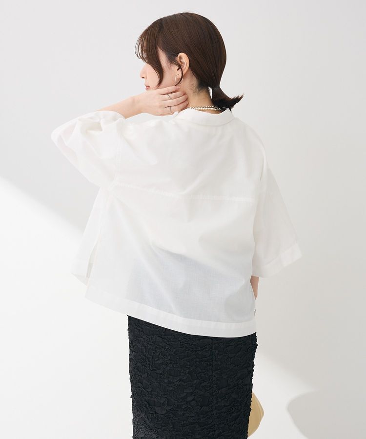 Green Parks「綿麻混５分袖ターンバックシャツ」|シャツ・ブラウス|