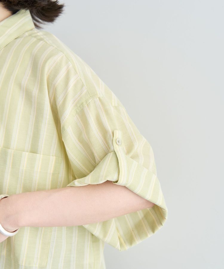 Green Parks「綿麻混５分袖ターンバックシャツ」|シャツ・ブラウス|