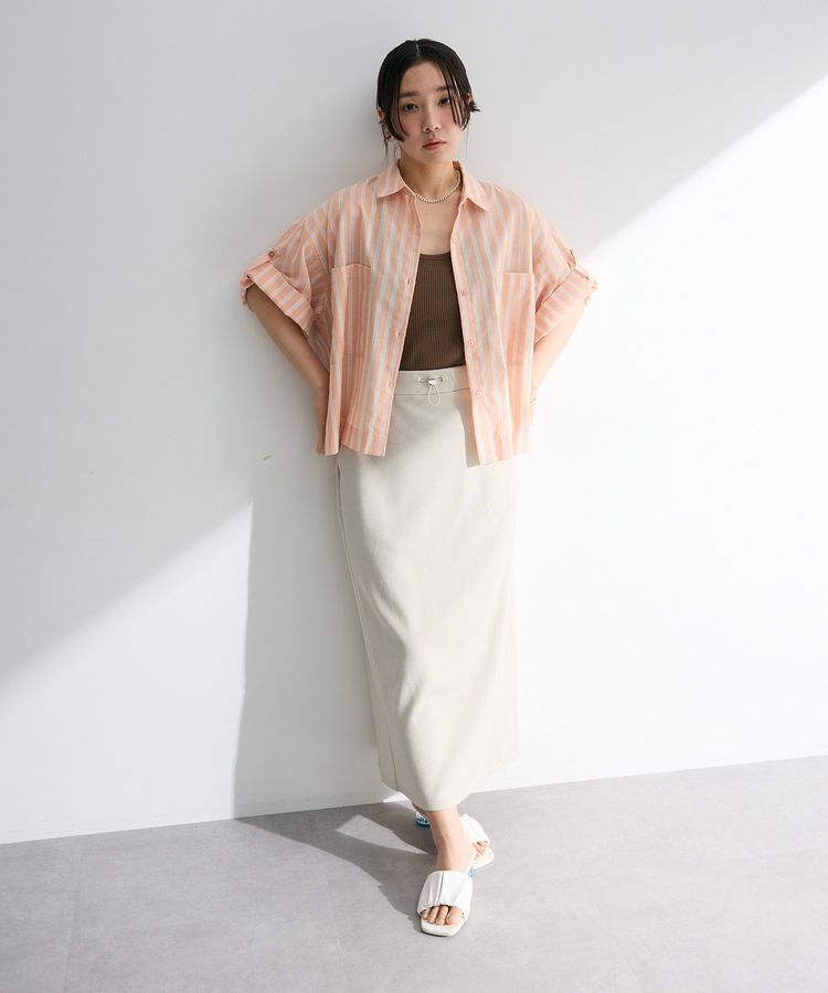 Green Parks「綿麻混５分袖ターンバックシャツ」|シャツ・ブラウス|