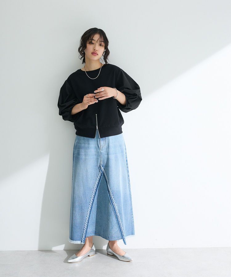 Green Parks「2WAY7分袖タック裾ZIPプルオーバー」|Tシャツ・カットソー|