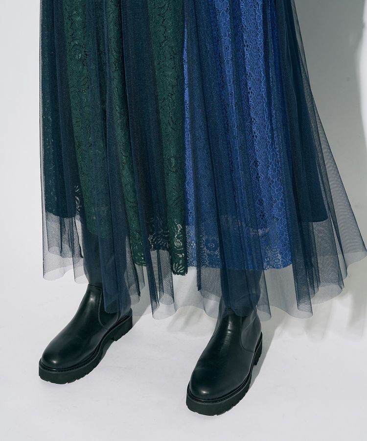Editt by YECCA VECCA「【archive】レースブロッキングチュールスカート」|フレア|