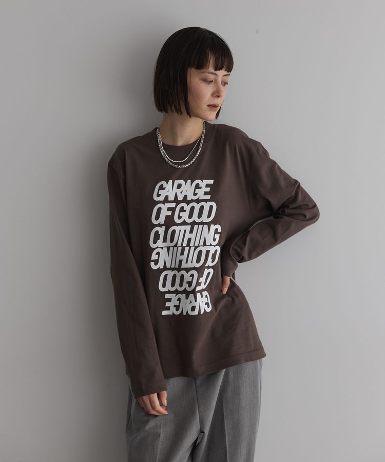 GARAGE OF GOOD CLOTHING「GOGC ダブルロゴロングTシャツ　Charcoal」|Tシャツ・カットソー|White