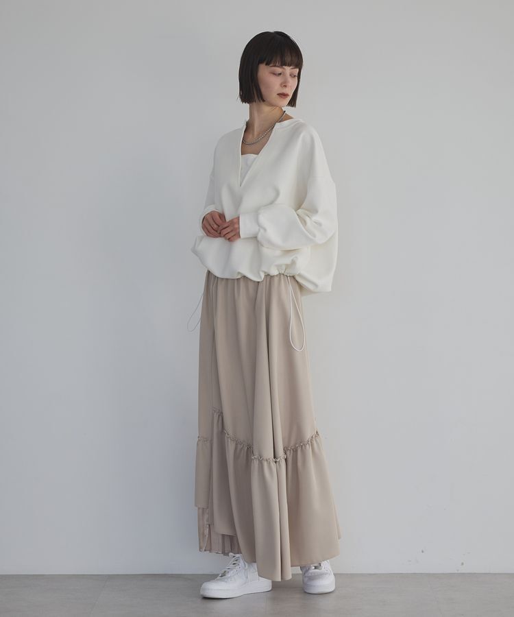 GARAGE OF GOOD CLOTHING「シフトヘムロングスカート」|フレア|