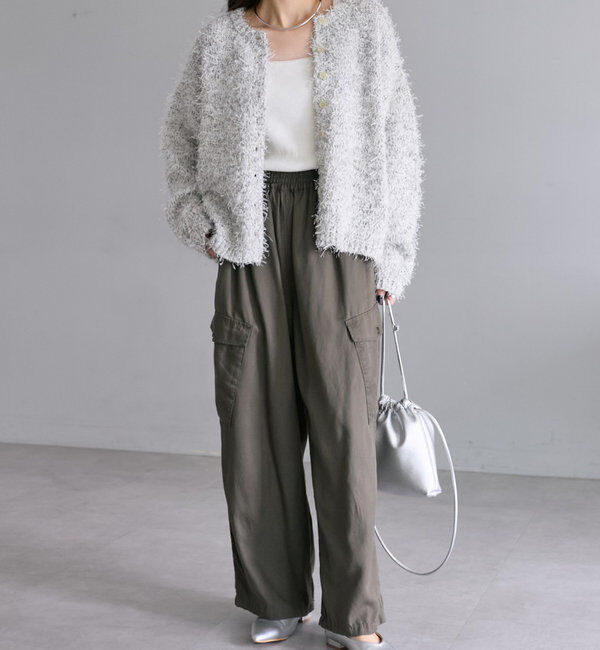  「異素材MIXリボンテープヤーンカーディガン」|カーディガン|