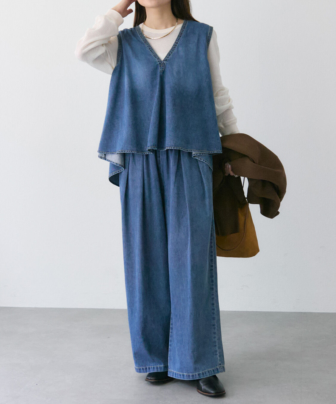  「【SET ITEM】デニムフレアブラウス+イージーパンツセット」|その他|
