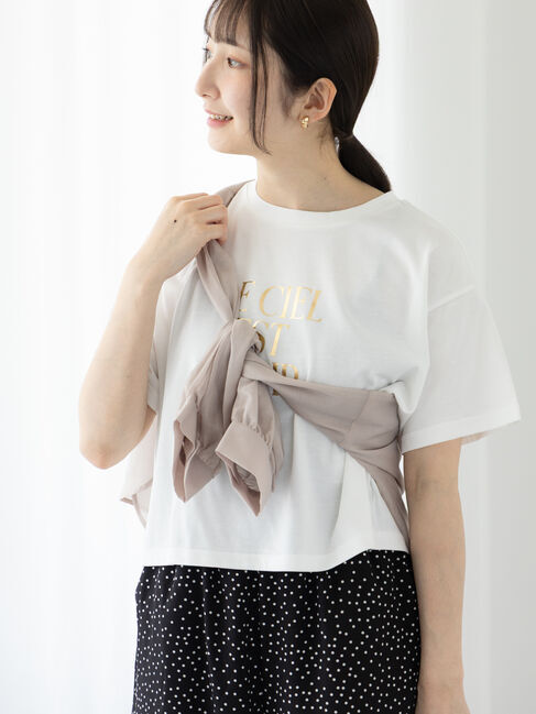 Te chichi TERRASSE「【接触冷感】箔プリントクロップドTシャツ」|Tシャツ・カットソー|ゴールド