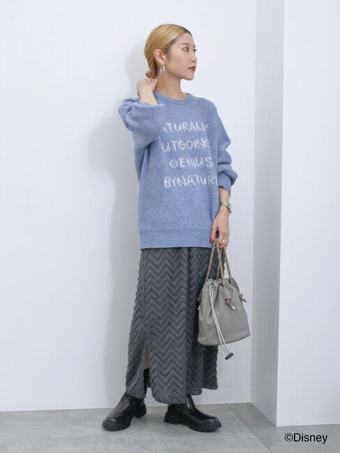 Samansa Mos2 blue「【Disney】アナと雪の女王/ロゴニット」|ニット・セーター|