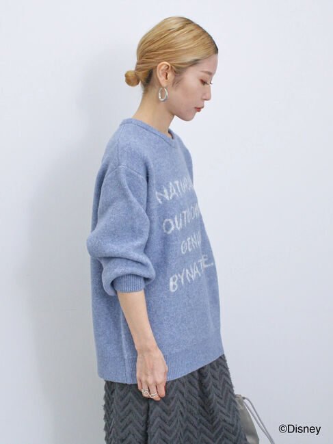 Samansa Mos2 blue「【Disney】アナと雪の女王/ロゴニット」|ニット・セーター|