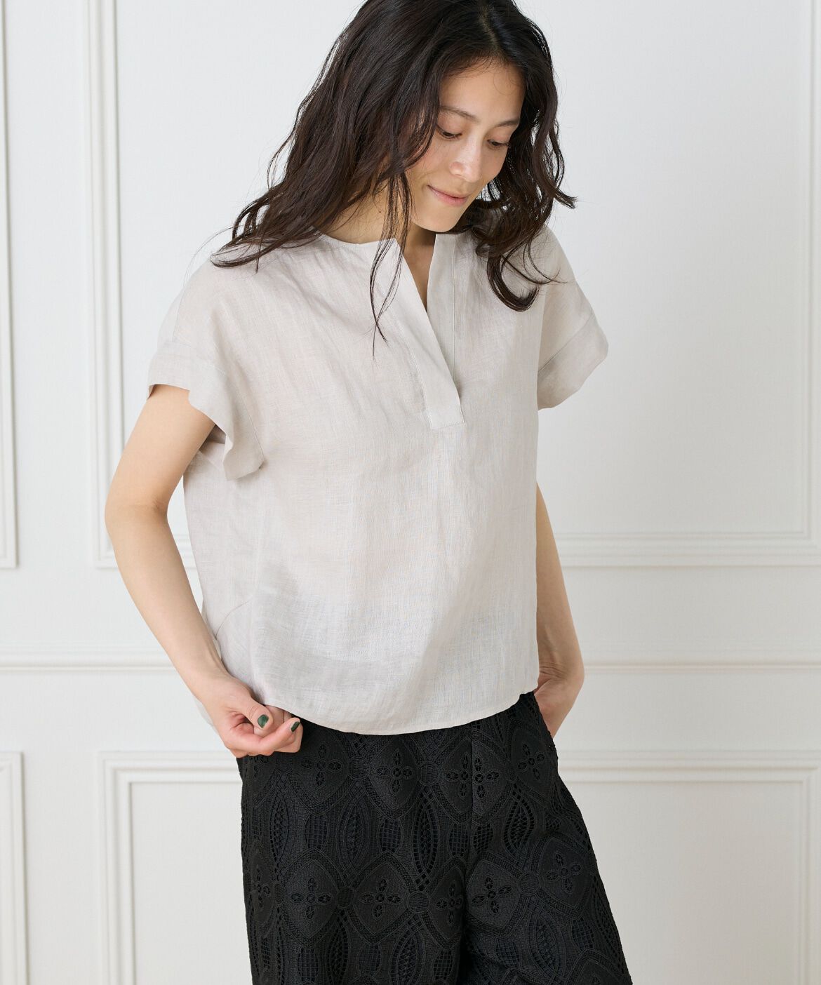 INED「リネンスキッパーブラウス」|シャツ・ブラウス|グレーベージ 3