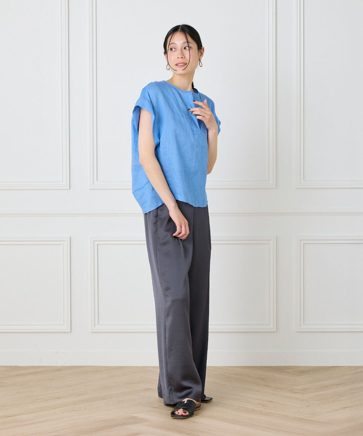 INED「リネンスキッパーブラウス」|シャツ・ブラウス|