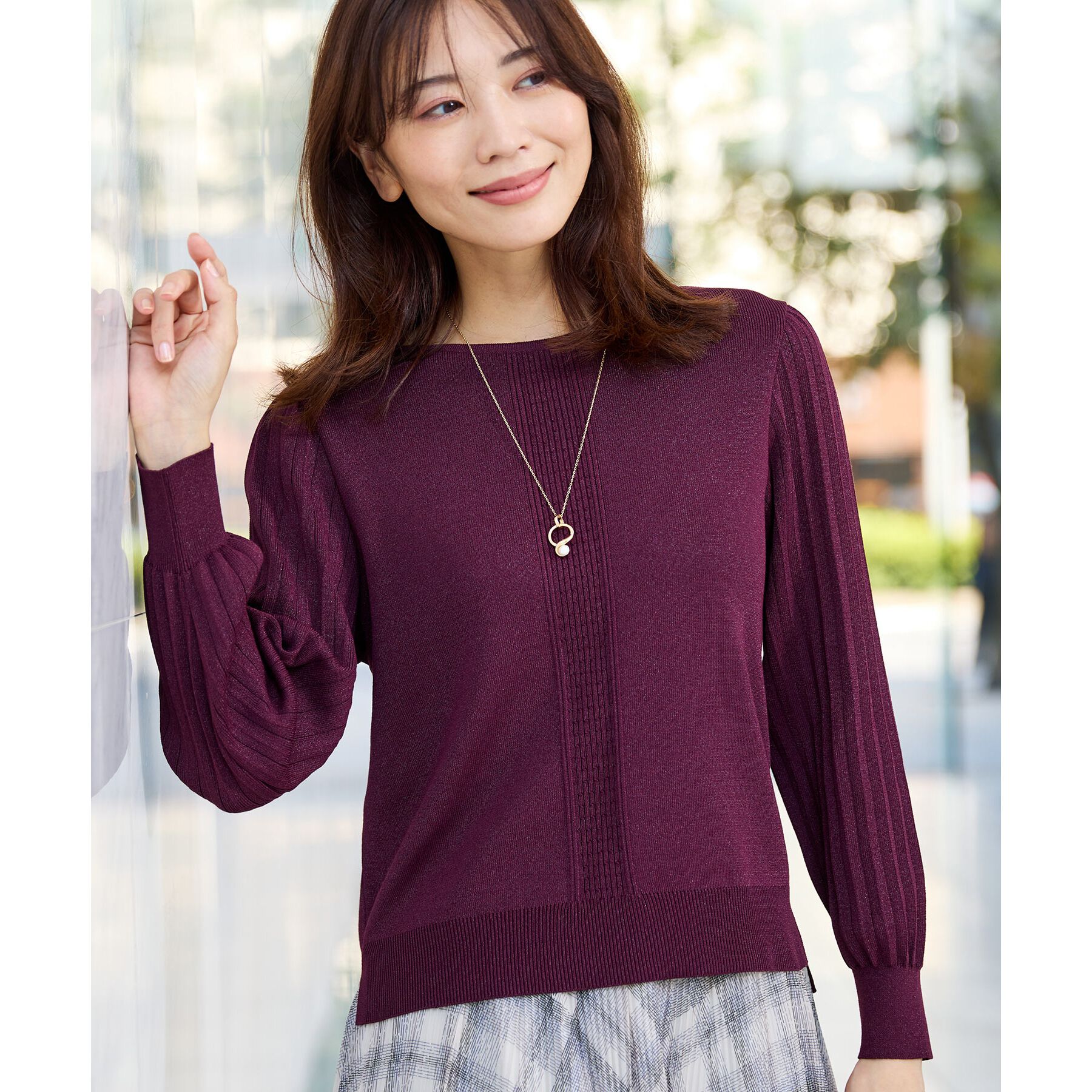 Reflect「【大人気ニットに新色登場！マイカラニット+／細見え／WEB限定カラーあり／マシンウォッシュ可／選べる」|ニット・セーター|ボルドー(764)