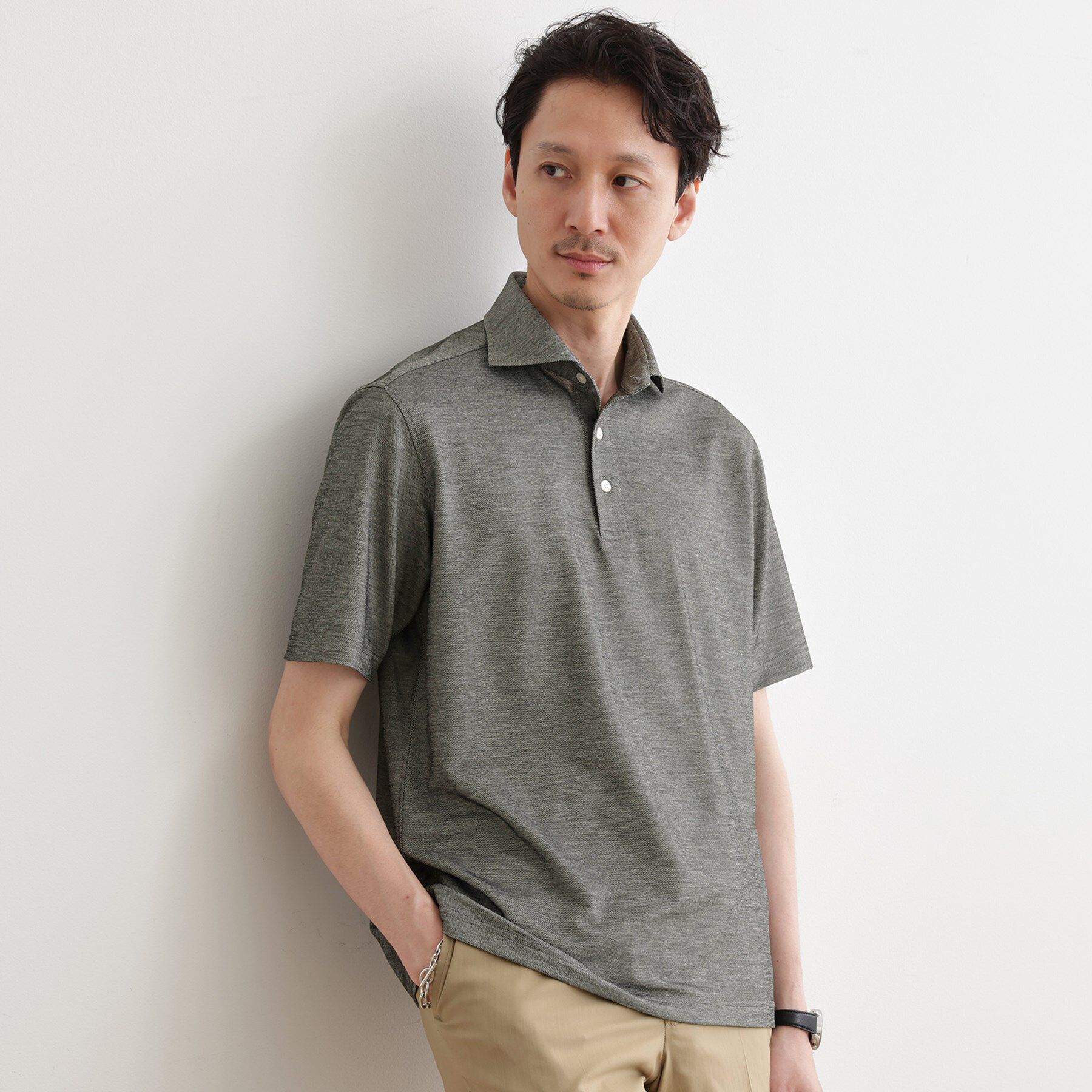 TAKEO KIKUCHI「ドライカノコ ポロシャツ」|ポロシャツ|チャコールグレー(0