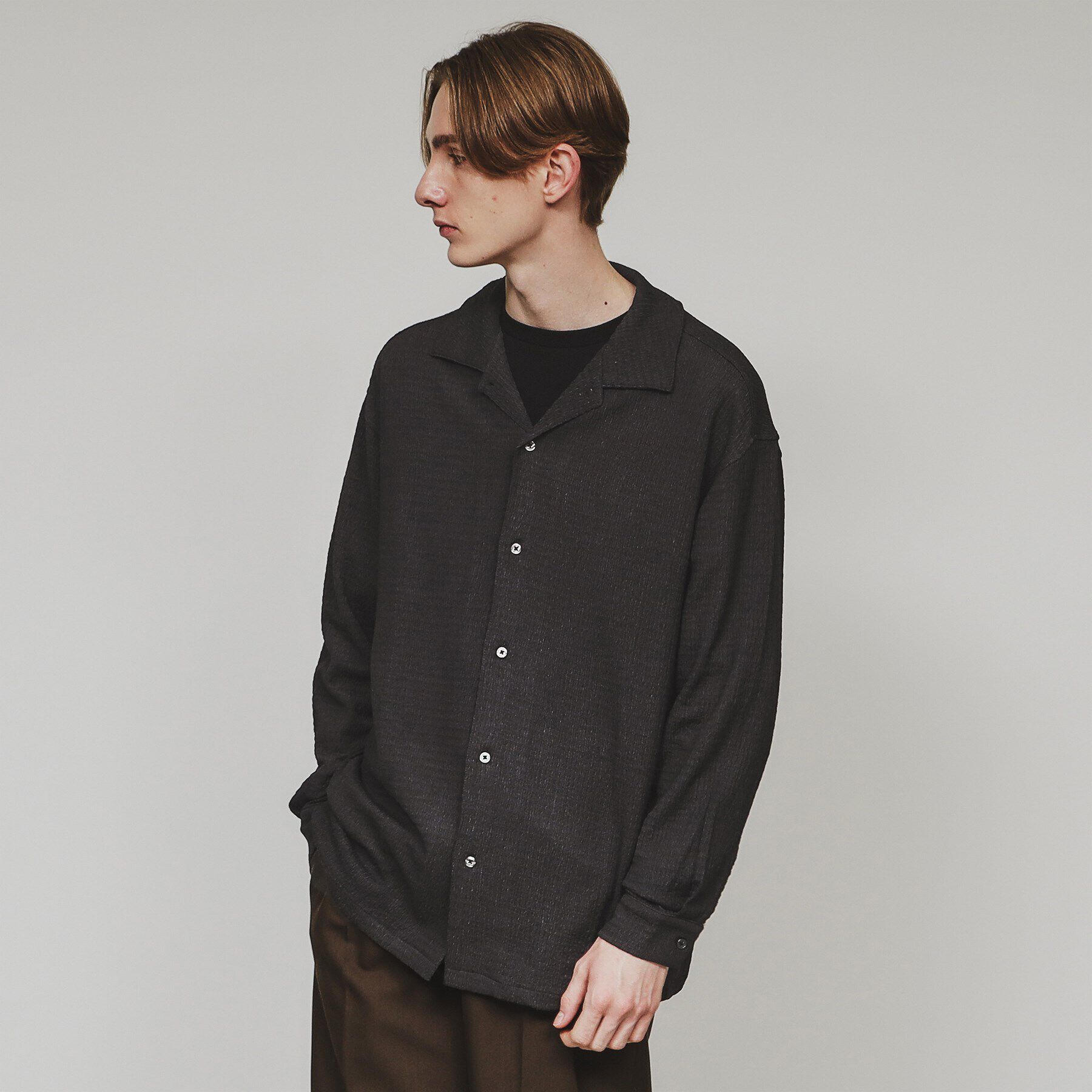 tk.TAKEO KIKUCHI「楊柳長袖シャツ」|シャツ・ブラウス|チャコールグレー(0