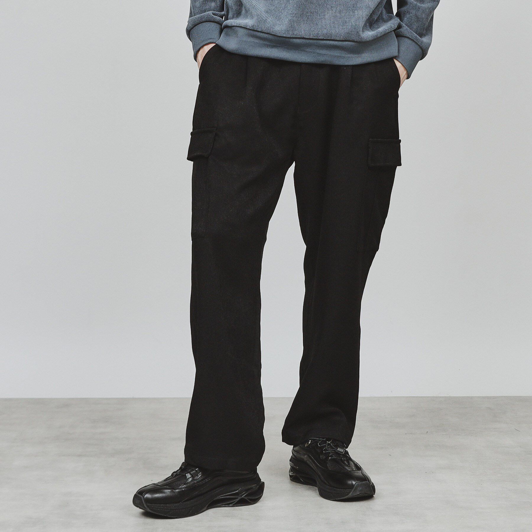 tk.TAKEO KIKUCHI「ウール調カーゴパンツ」|その他|ブラック(019)