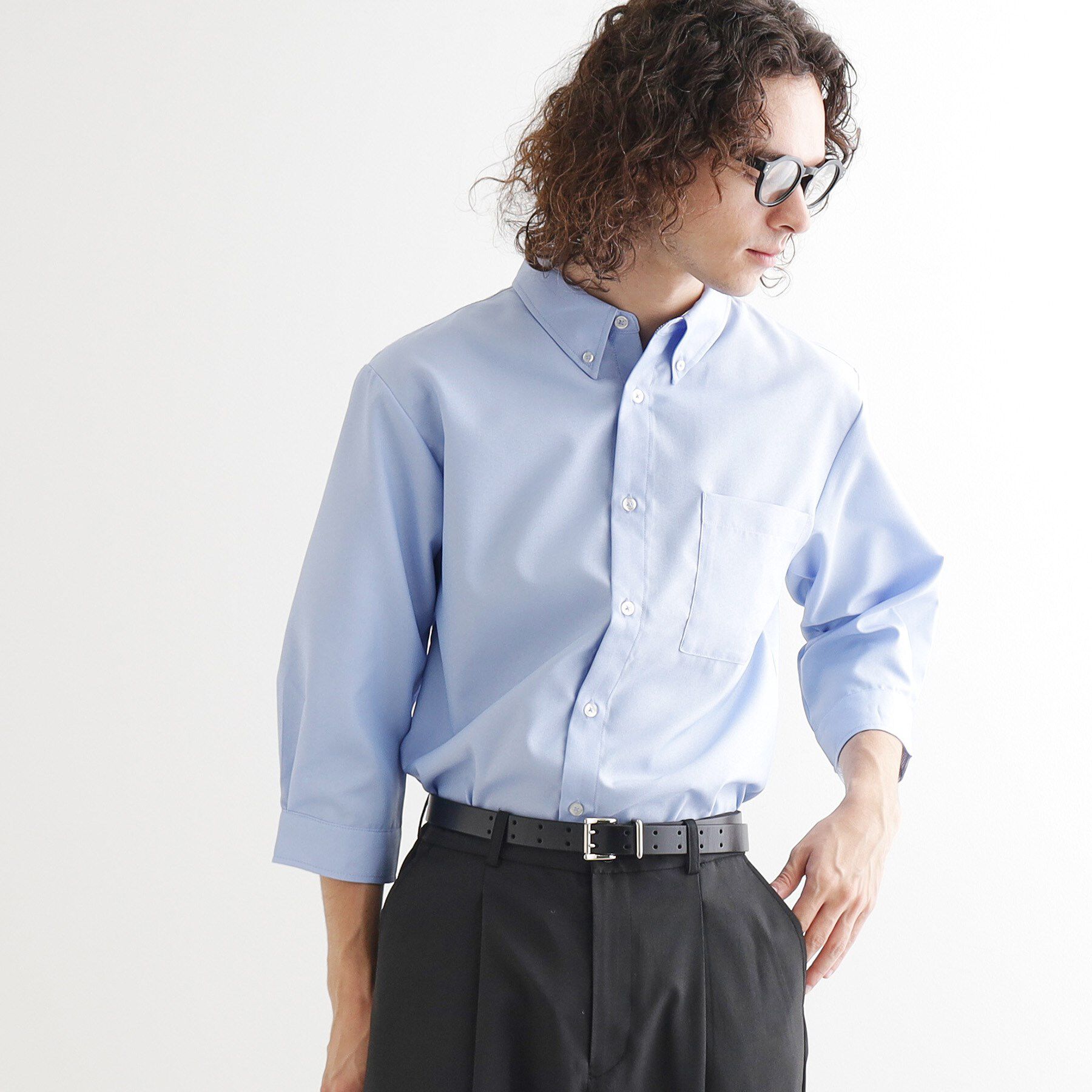 tk.TAKEO KIKUCHI「ドライポリオックス七分袖シャツ」|シャツ・ブラウス|サックスブルー(09