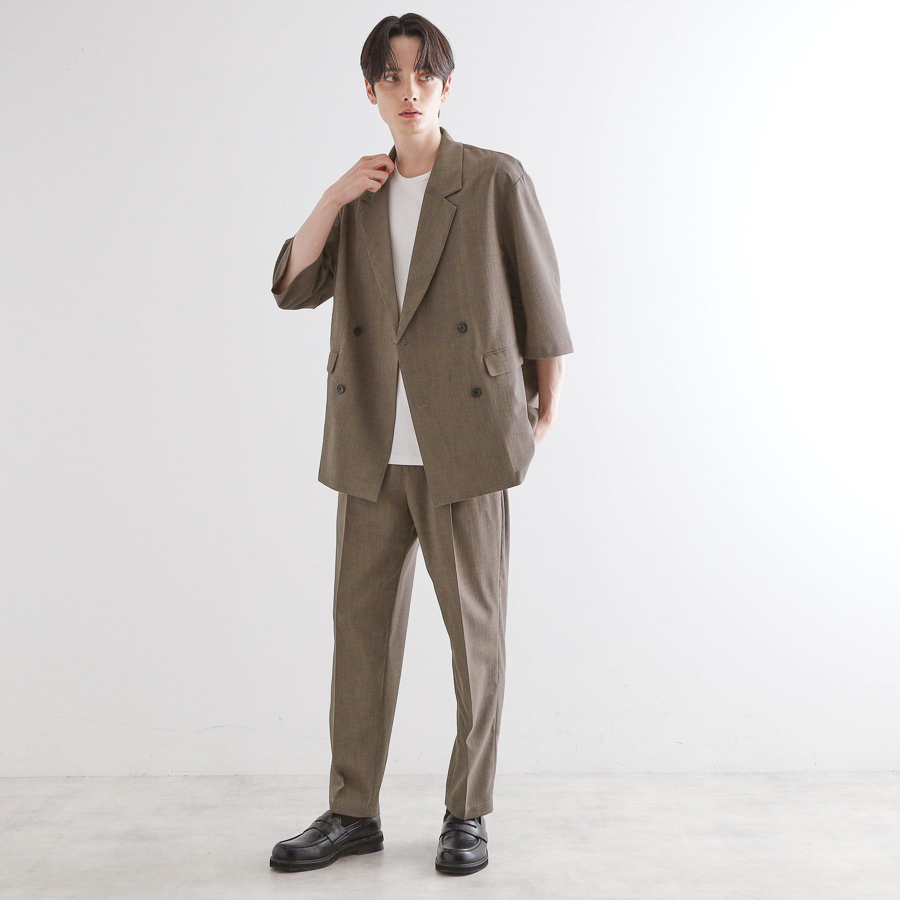 tk.TAKEO KIKUCHI「【セットアップ 2点セット】ダブルテーラード半袖ジャケット＋スラックス」|スーツ|