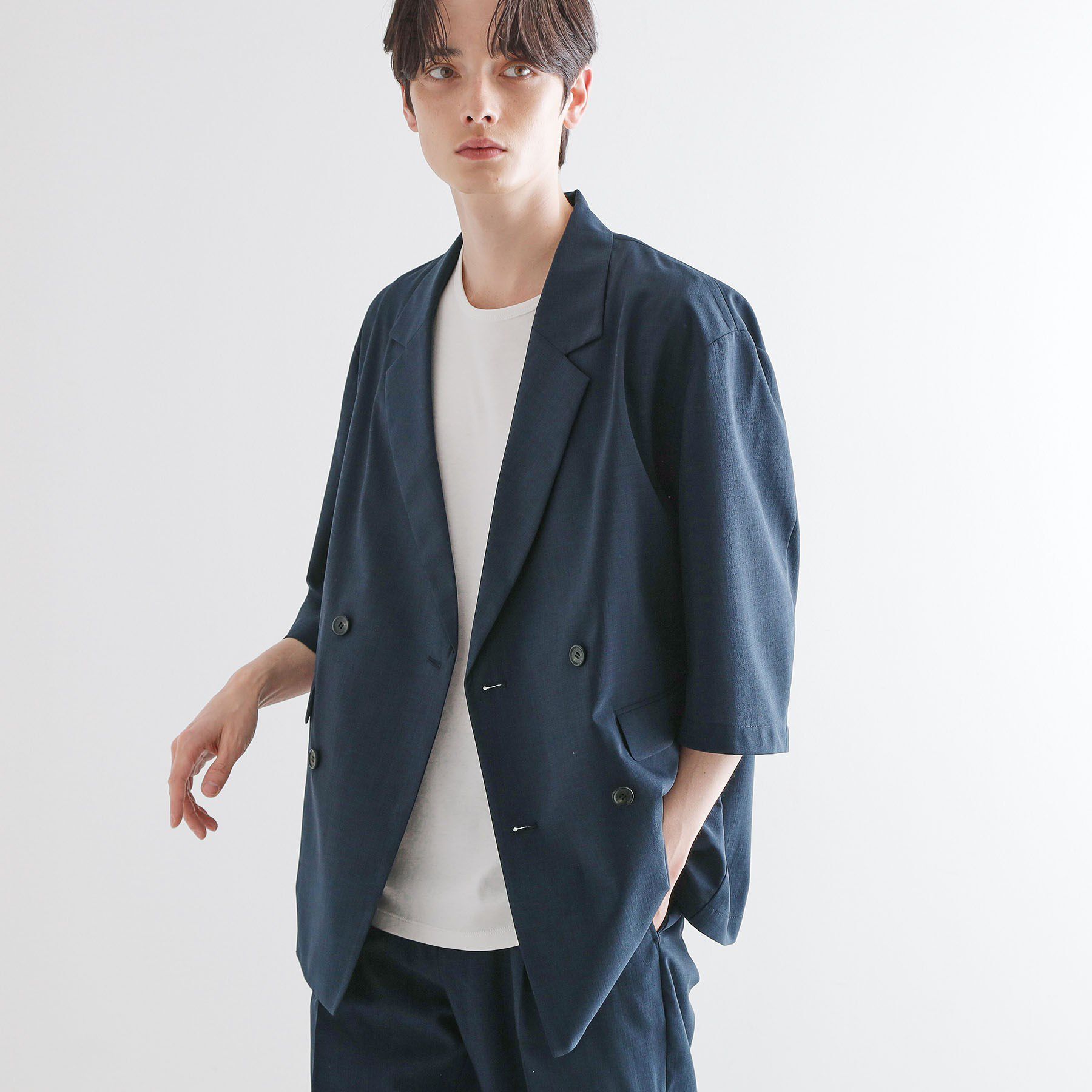 tk.TAKEO KIKUCHI「【セットアップ 2点セット】ダブルテーラード半袖ジャケット＋スラックス」|スーツ|