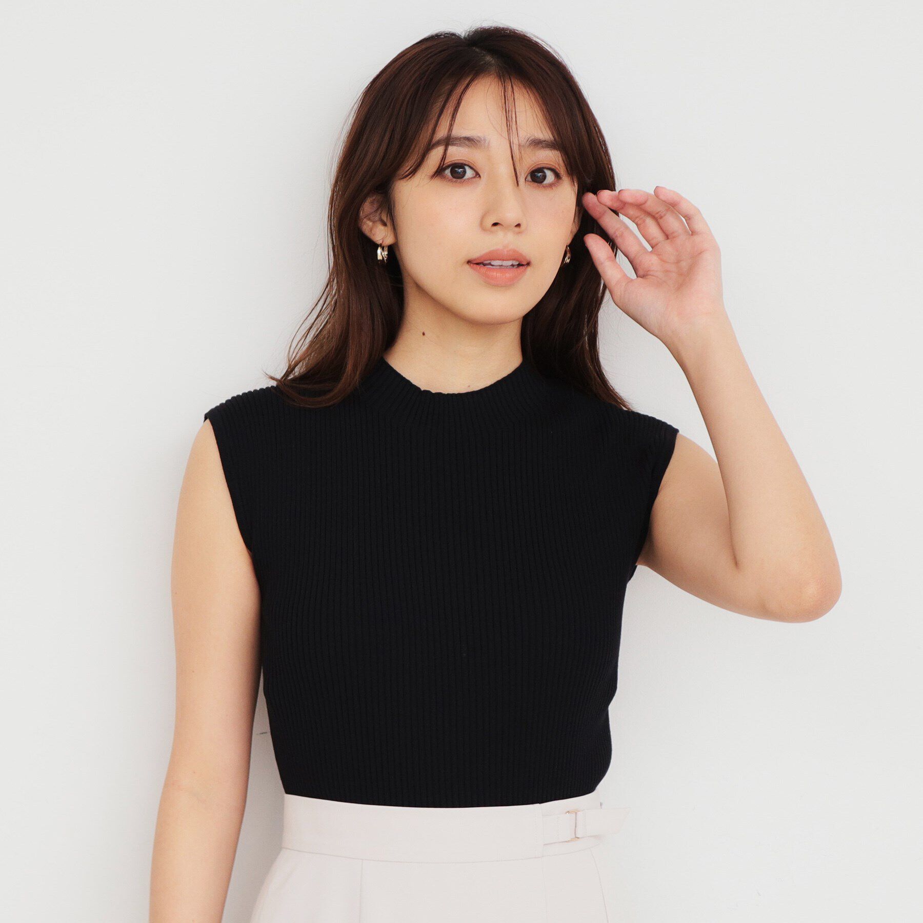 index「《美人百花掲載》スカーフ付きフレンチリブニット【洗濯機可】」|ニット・セーター|