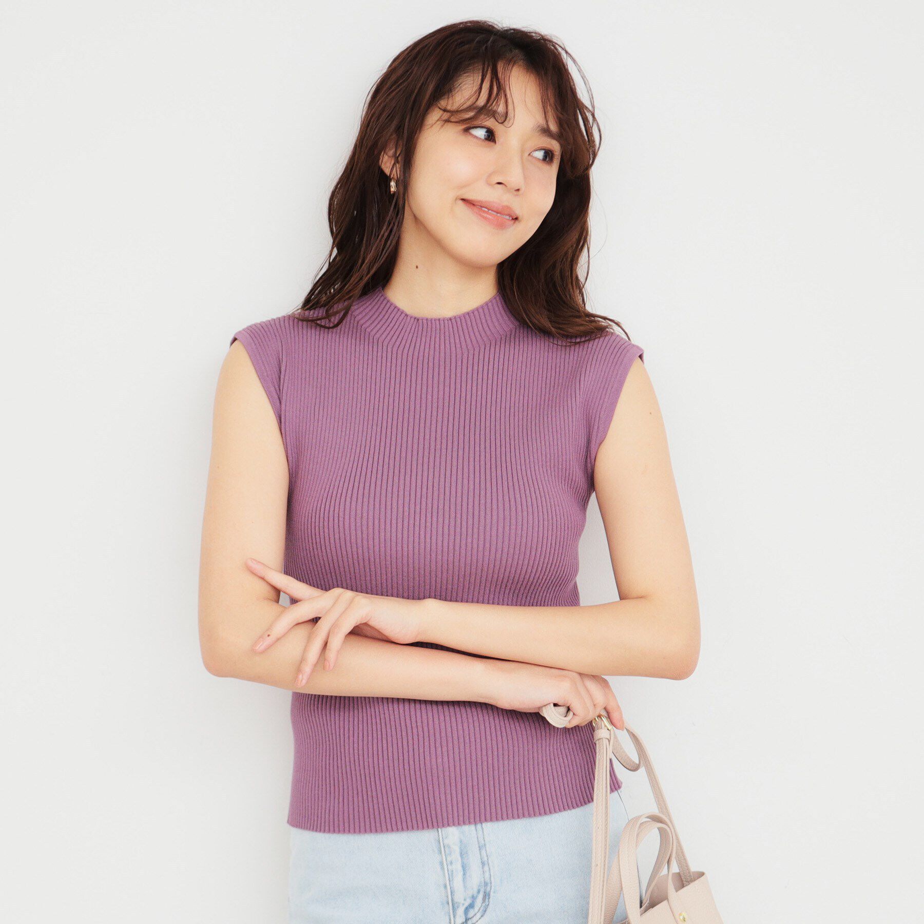 index「《美人百花掲載》スカーフ付きフレンチリブニット【洗濯機可】」|ニット・セーター|