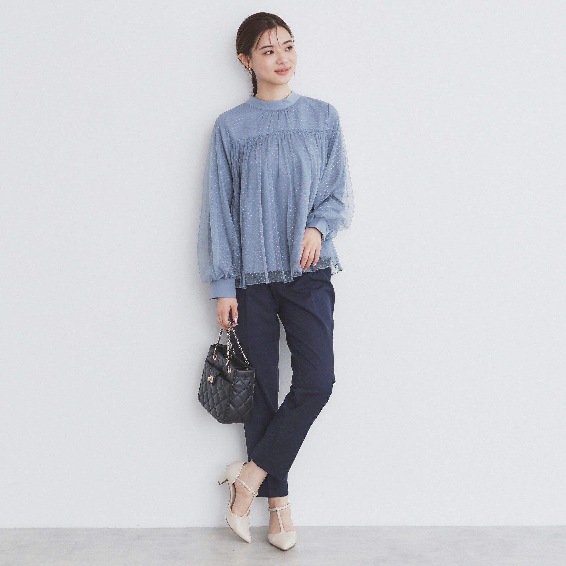 index「ドットチュールレイヤードブラウス【洗濯機洗い可】」|シャツ・ブラウス|