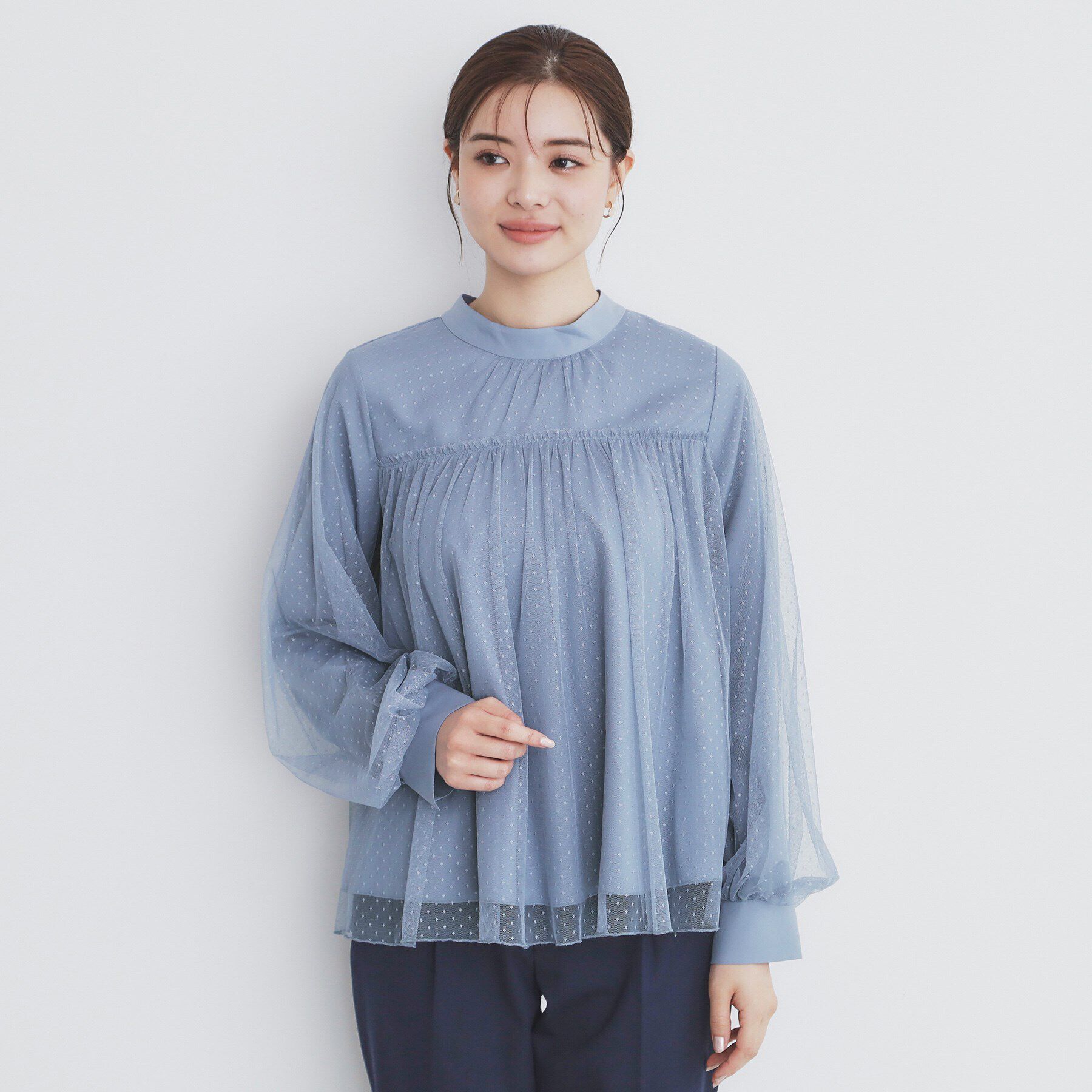 index「ドットチュールレイヤードブラウス【洗濯機洗い可】」|シャツ・ブラウス|