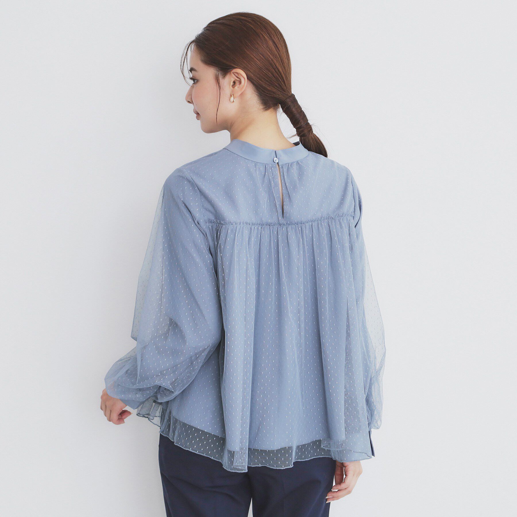 index「ドットチュールレイヤードブラウス【洗濯機洗い可】」|シャツ・ブラウス|