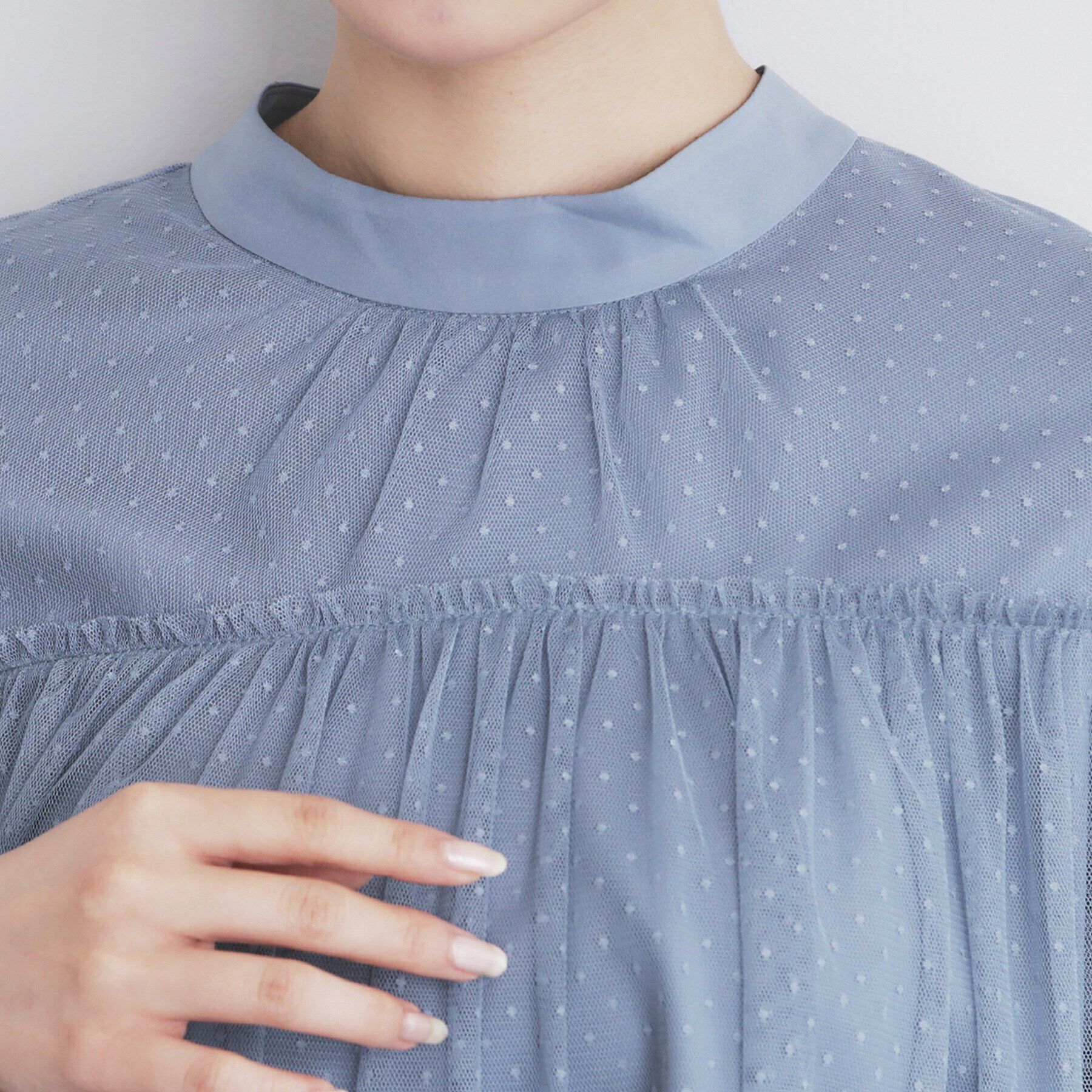 index「ドットチュールレイヤードブラウス【洗濯機洗い可】」|シャツ・ブラウス|