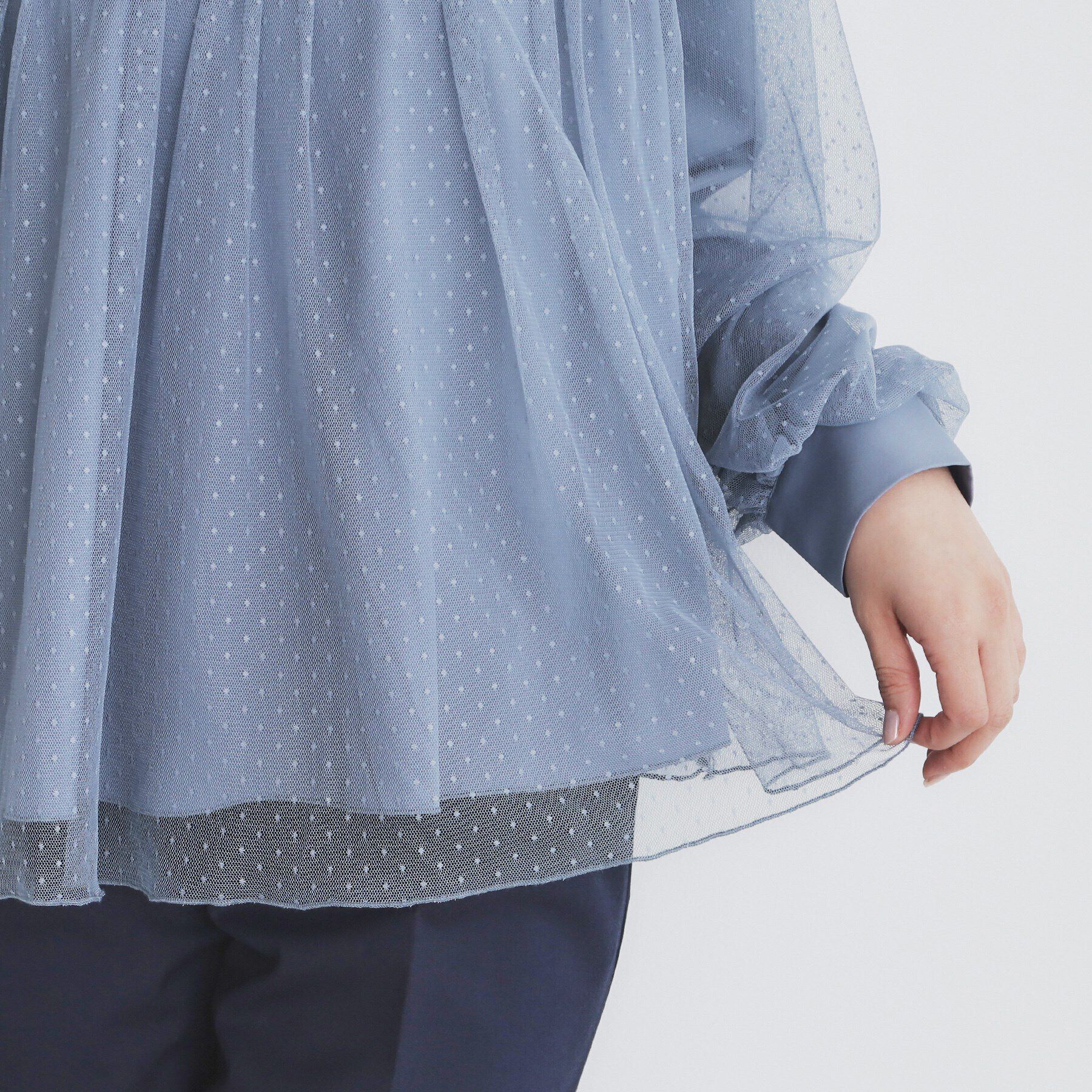 index「ドットチュールレイヤードブラウス【洗濯機洗い可】」|シャツ・ブラウス|