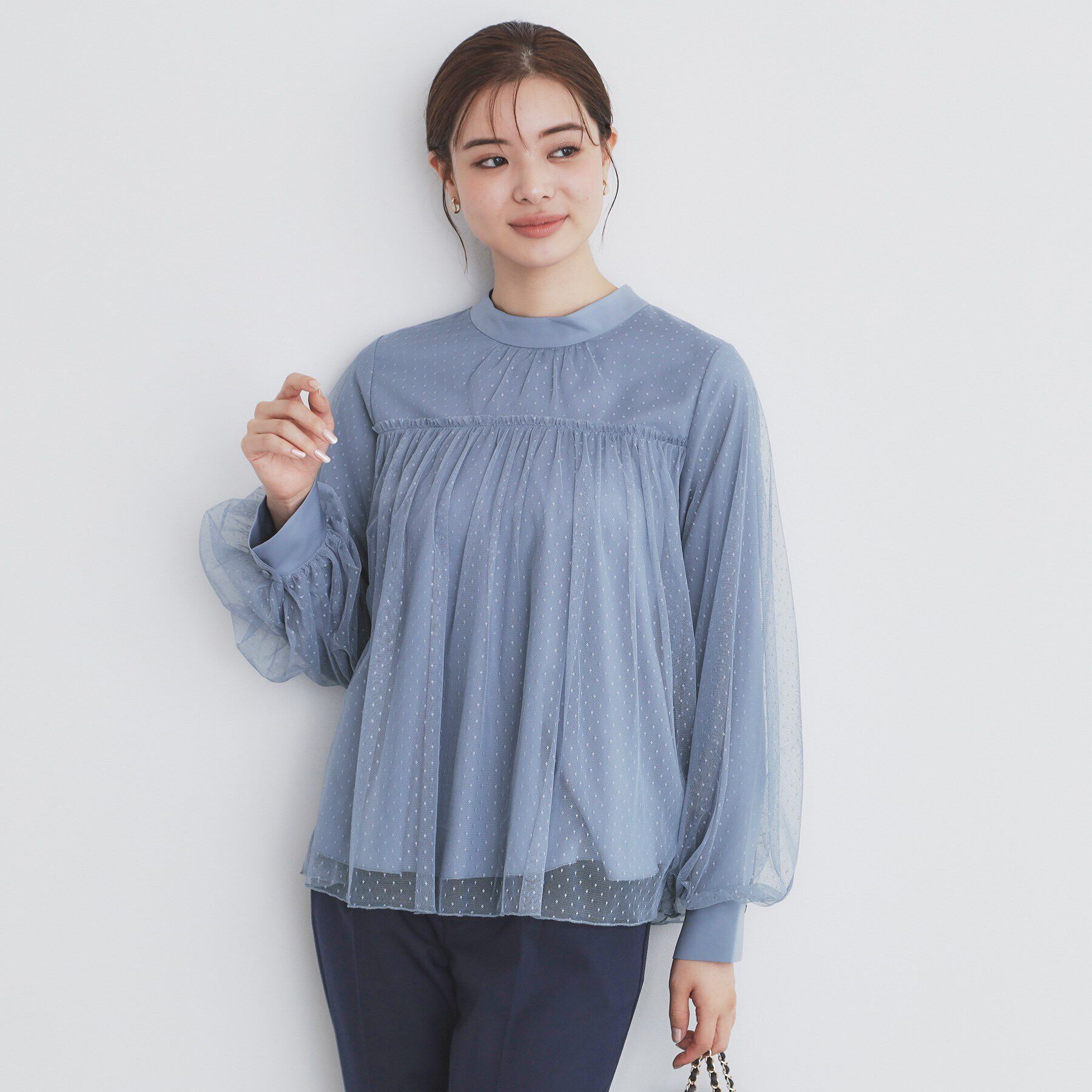 index「ドットチュールレイヤードブラウス【洗濯機洗い可】」|シャツ・ブラウス|